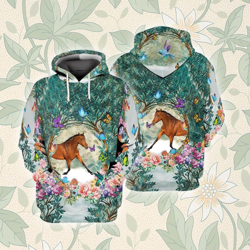 Horse Among Forest Unisex Hoodie
