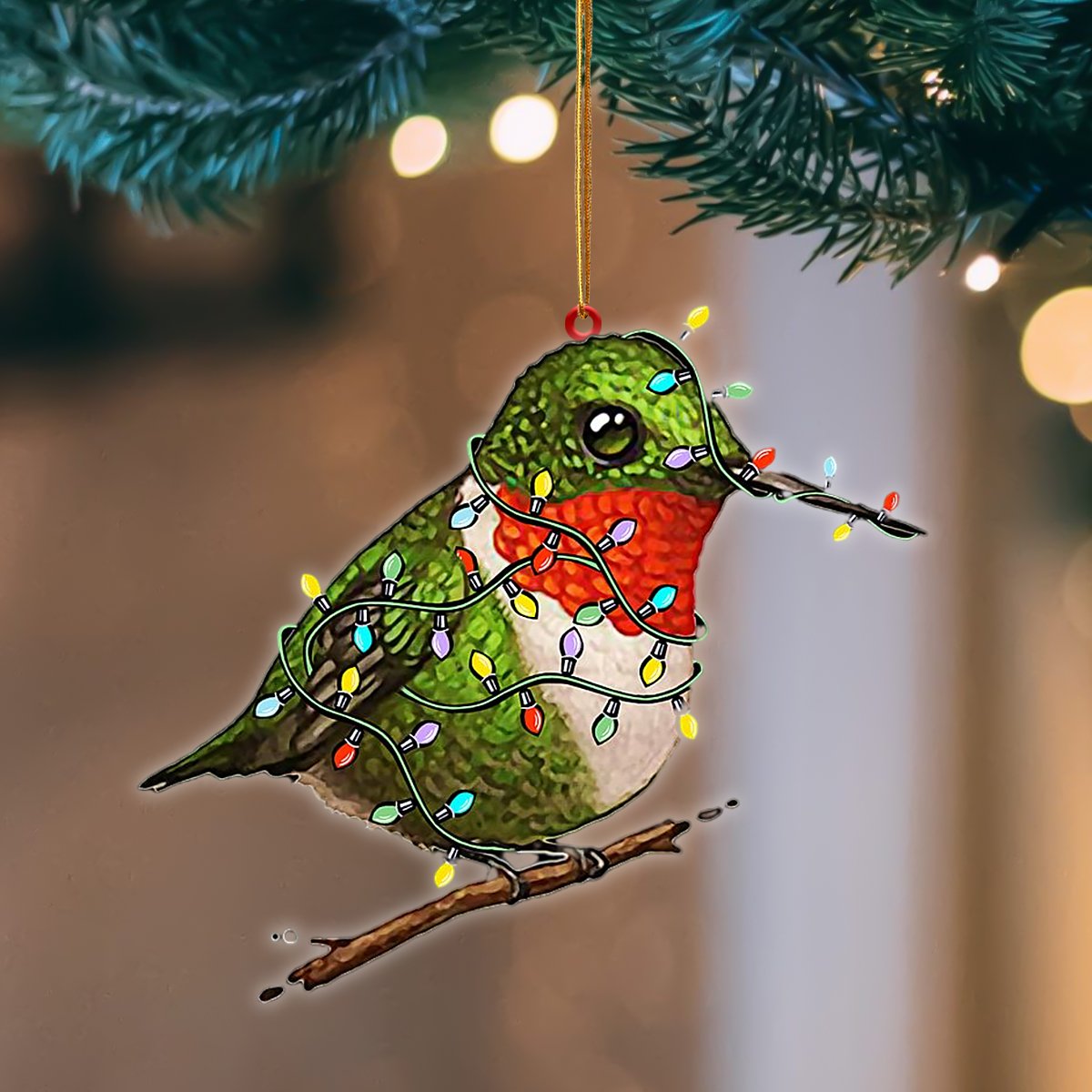 Hummingbird Christmas Light Hanging Ornament
