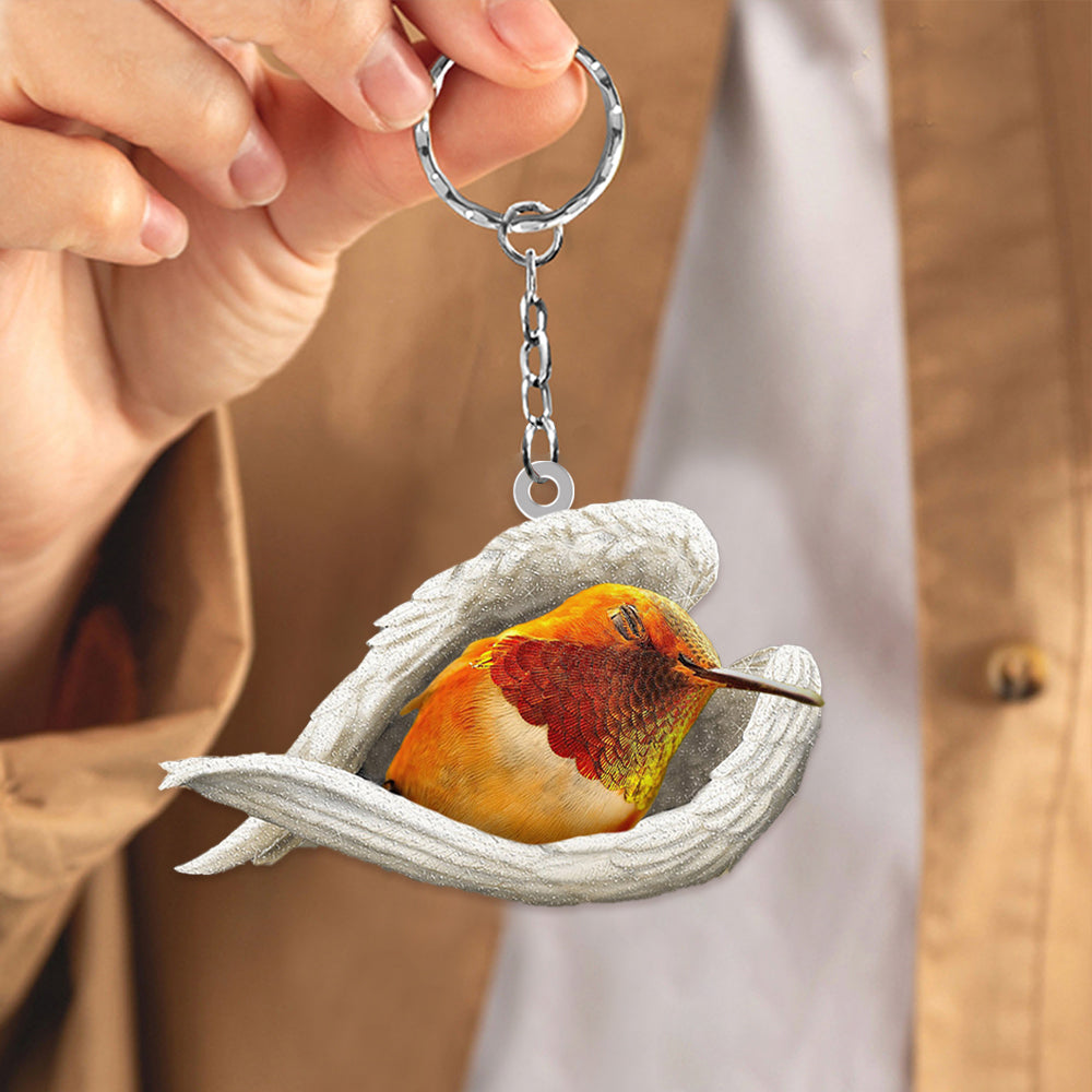 Hummingbird Sleeping Angel Acrylic Keychain
