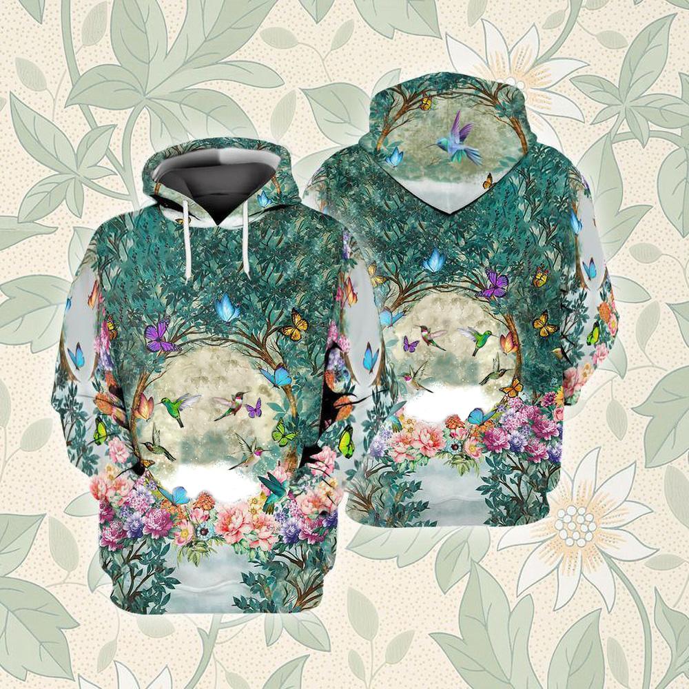 Hummingbird Among Forest Unisex Hoodie