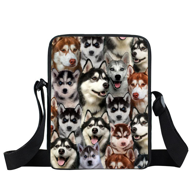 A Bunch Of Huskies Oxford Cloth Zipped Messenger Bag