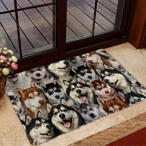 A Bunch Of Huskies Doormat