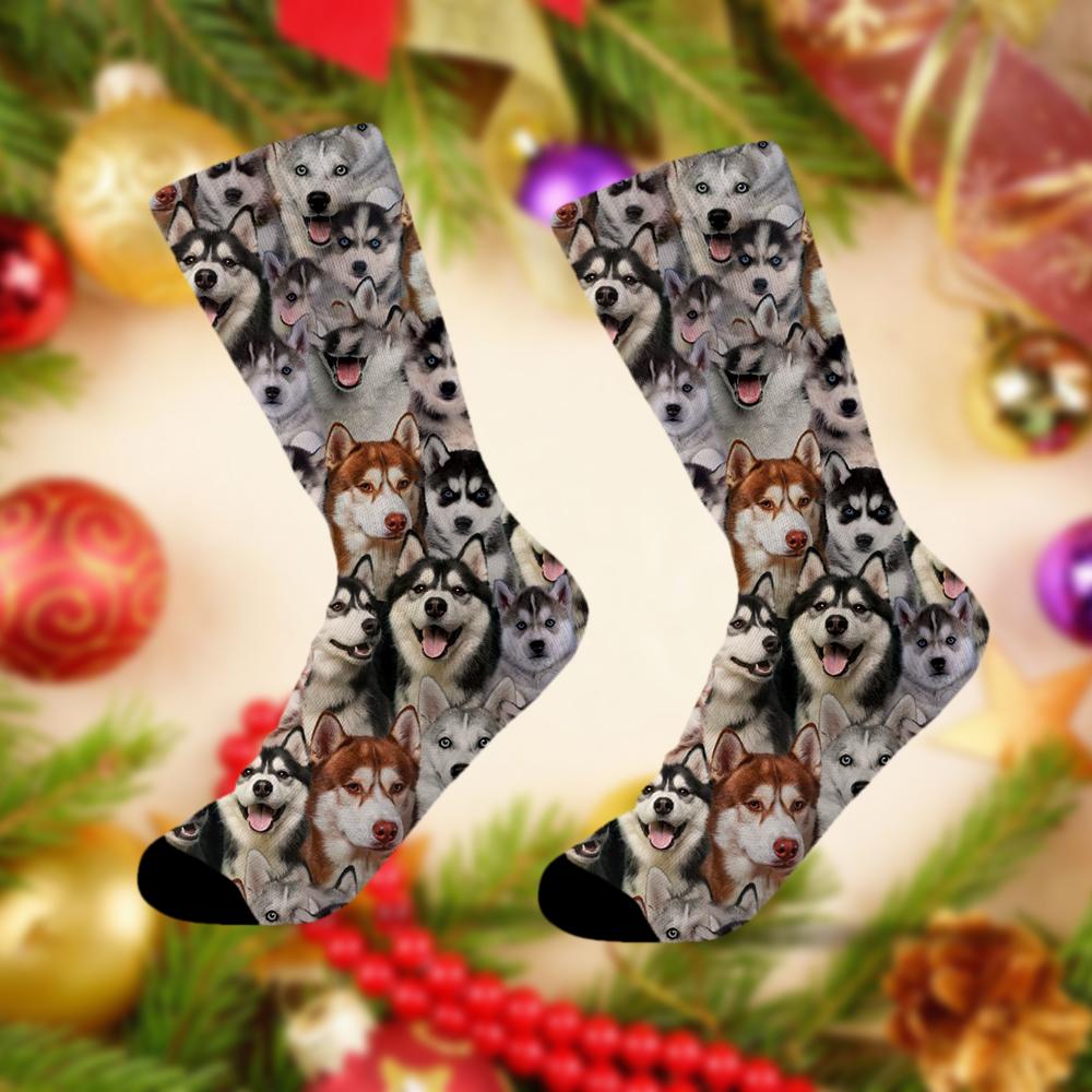 A Bunch Of Huskies Socks