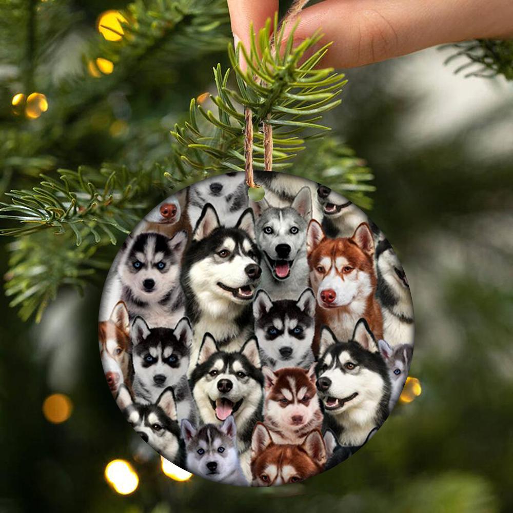 A Bunch Of Huskies Porcelain/Ceramic Ornament