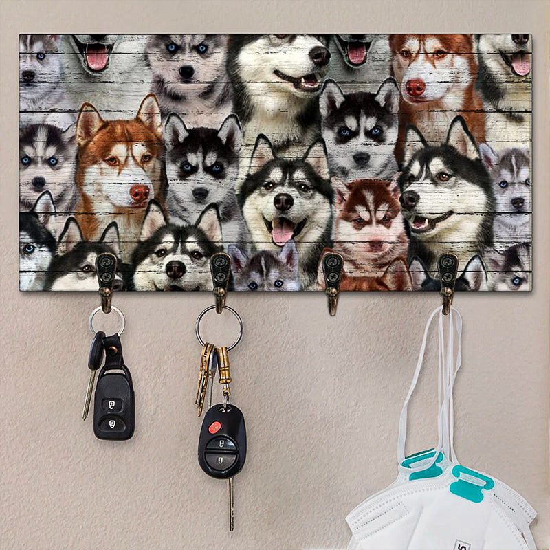 A Bunch Of Huskies Key Hanger