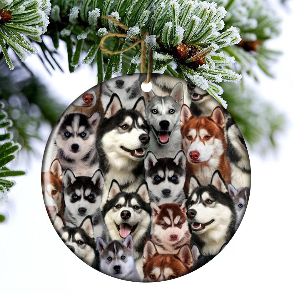 A Bunch Of Huskies Porcelain/Ceramic Ornament