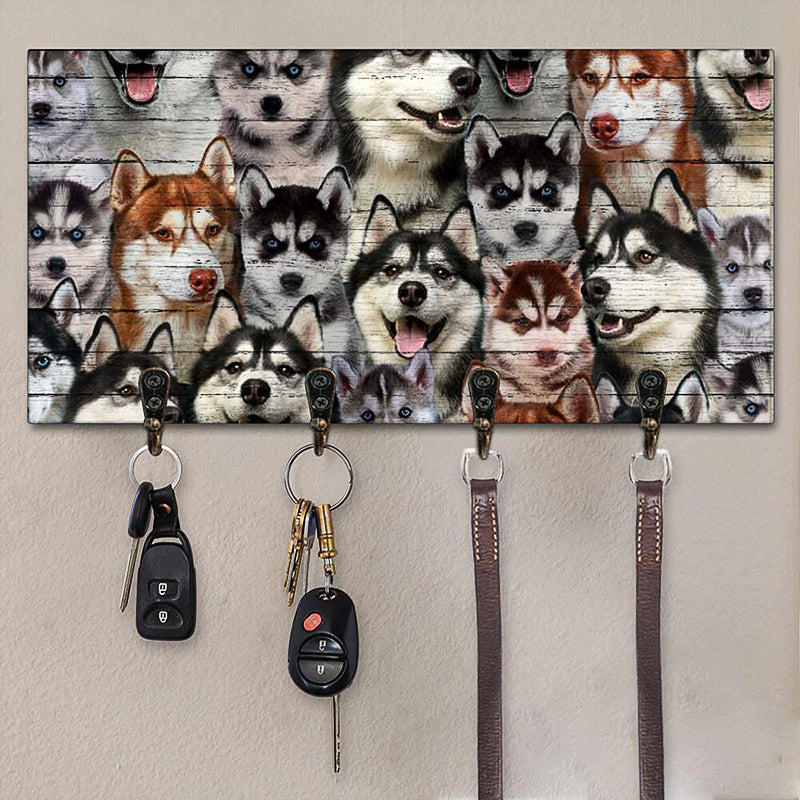 A Bunch Of Huskies Key Hanger