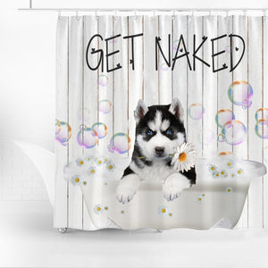 Husky Get Naked Daisy Shower Curtain