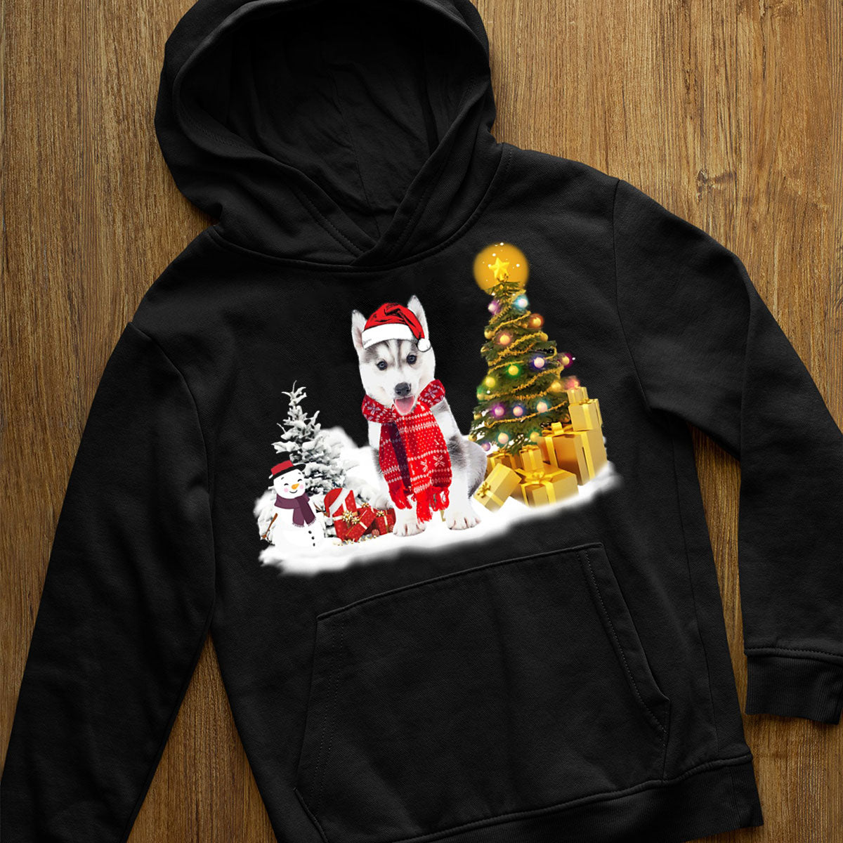 Unisex Merry Christmas Husky Hoodie