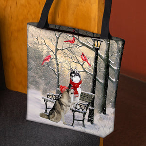 Husky Hello Christmas/Winter/New Year Tote Bag