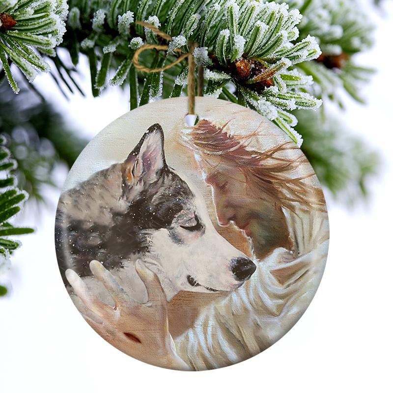 New Release -Husky With God Porcelain/Ceramic Ornament