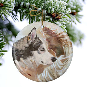New Release -Husky With God Porcelain/Ceramic Ornament