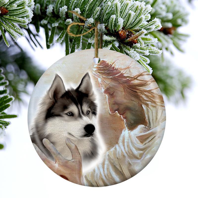 New Release -Husky 02 With God Porcelain/Ceramic Ornament