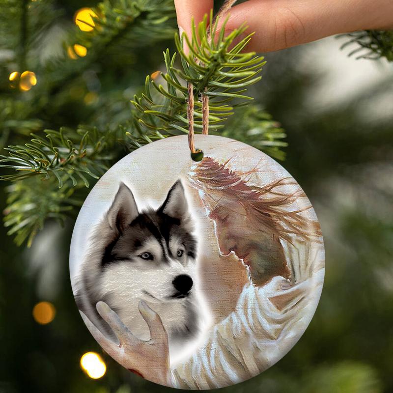 New Release -Husky 02 With God Porcelain/Ceramic Ornament
