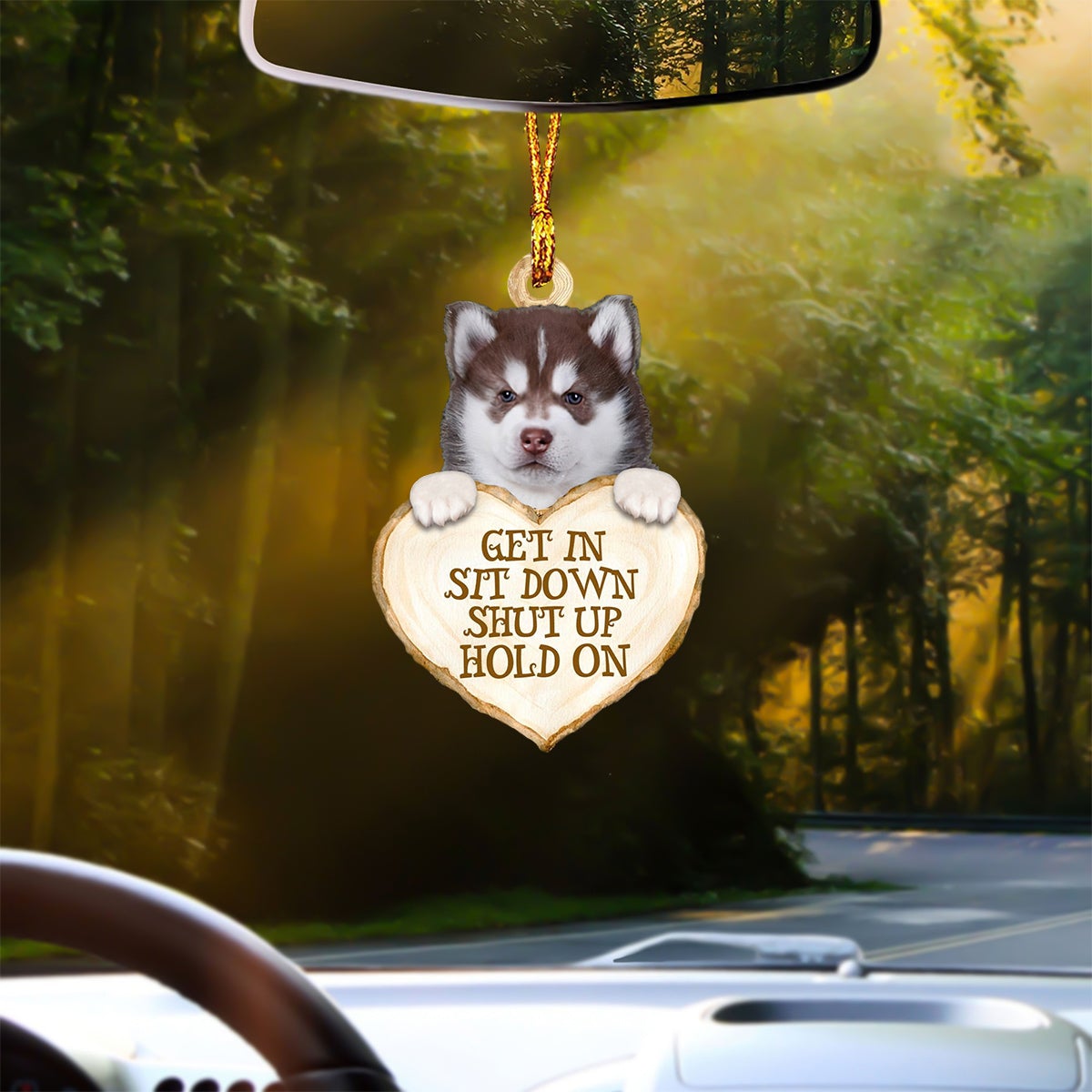 Husky Heart Shape Get In Car Hanging Ornament