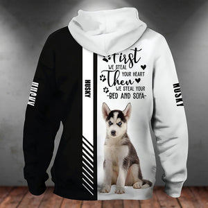 Husky 2-First We Steal Your Heart Unisex Hoodie