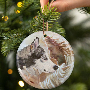 New Release -Husky With God Porcelain/Ceramic Ornament