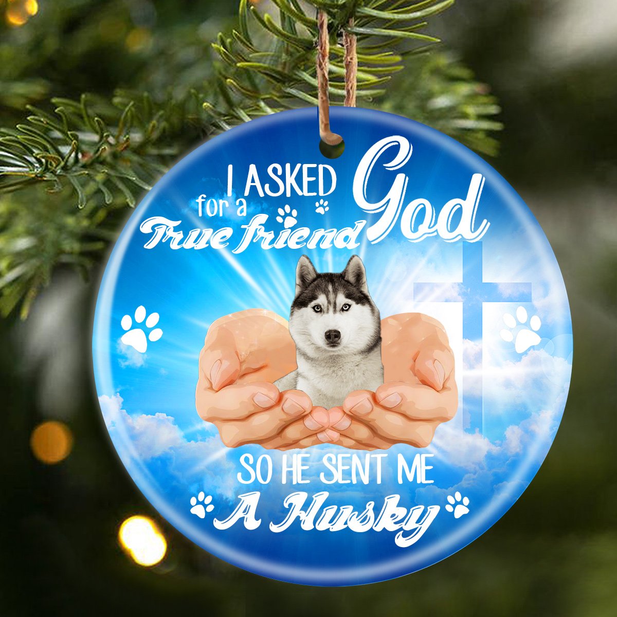 God Send Me A/An Husky Porcelain/Ceramic Ornament