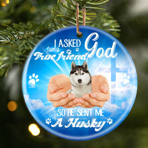 God Send Me A/An Husky Porcelain/Ceramic Ornament