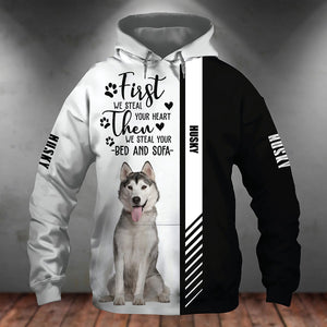 Husky-First We Steal Your Heart Unisex Hoodie