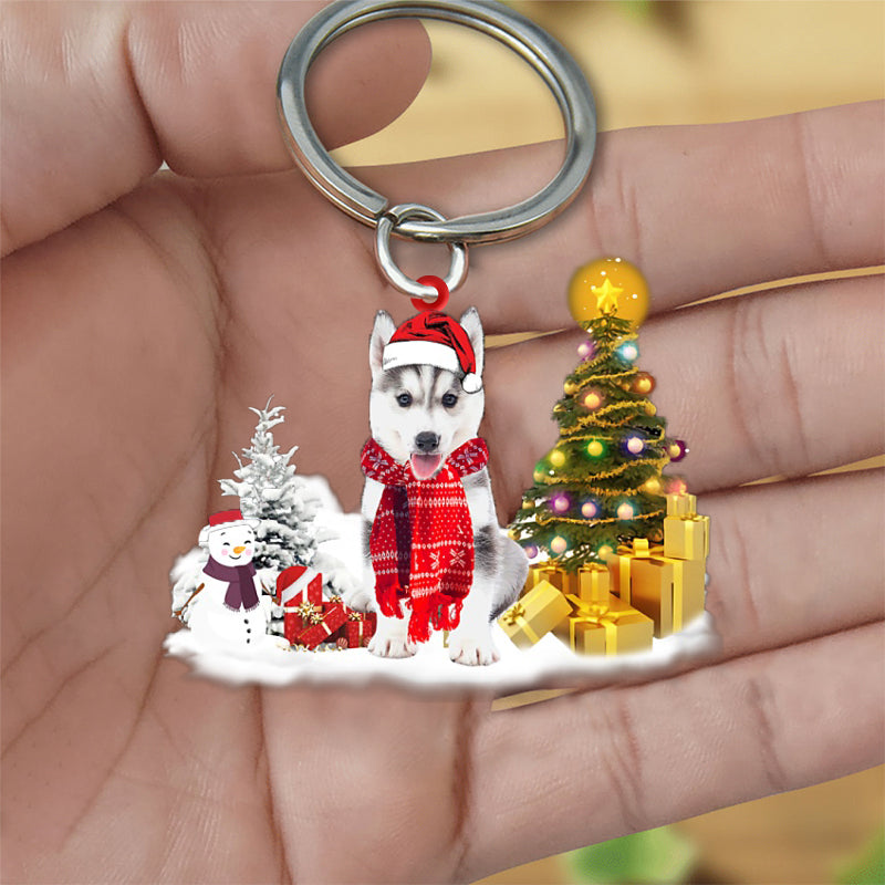 Husky Early Merry Christma Acrylic Keychain