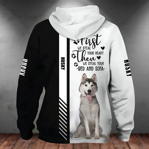 Husky-First We Steal Your Heart Unisex Hoodie