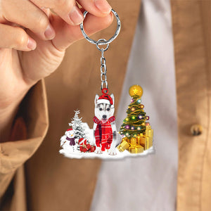 Husky Early Merry Christma Acrylic Keychain