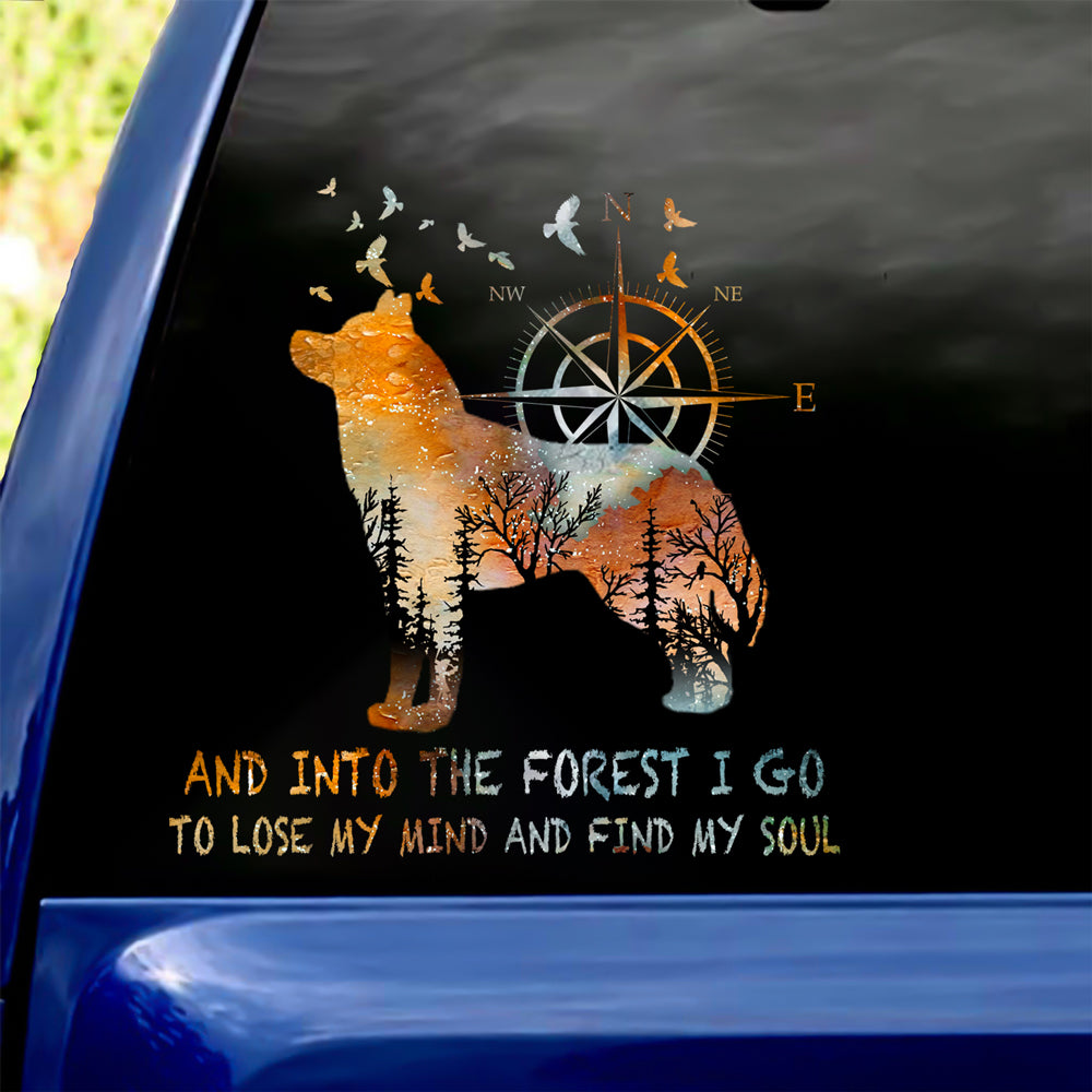 Husky Into The Forest I Go To Lose My Mind And Find My Soul Car/ Door/ Fridge/ Laptop Sticker V1