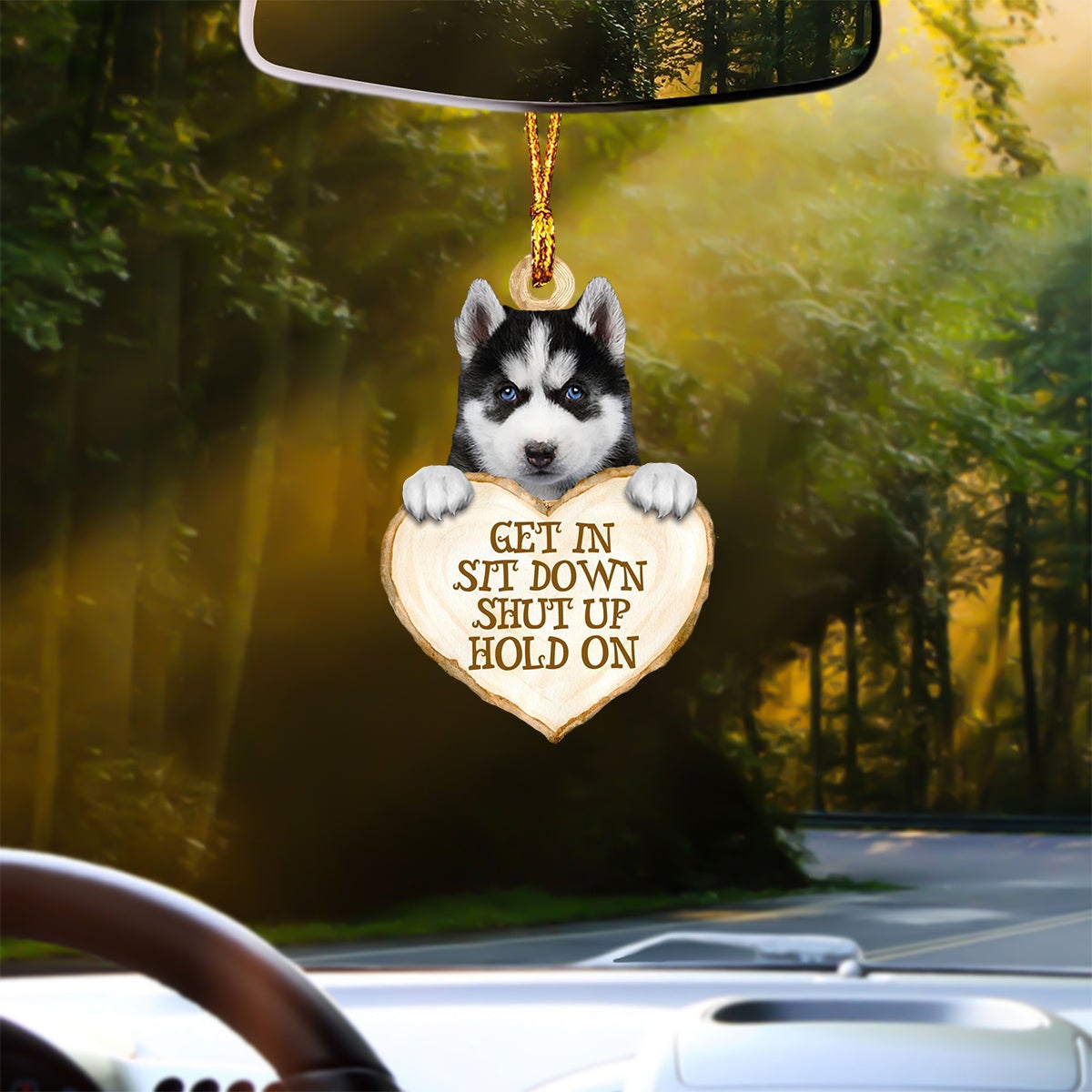 Husky Heart Shape Get In Car Hanging Ornament