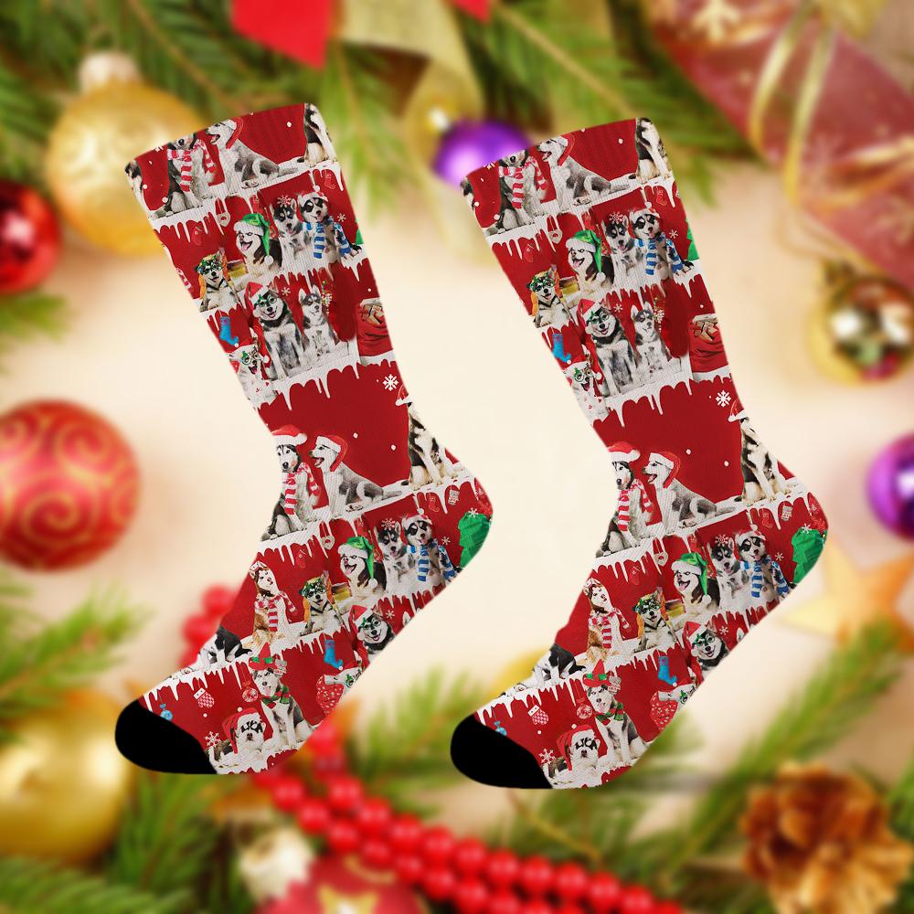 Husky Merry Christmas Socks