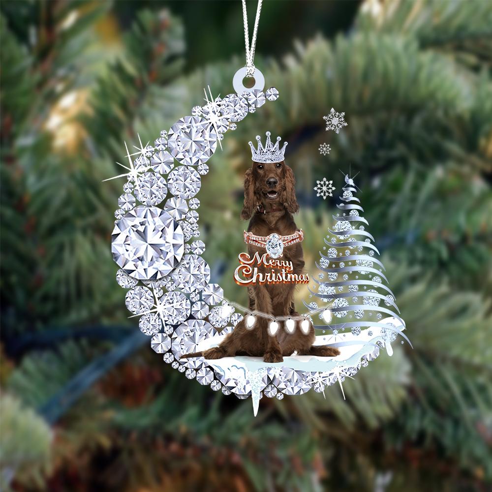 Irish Setter Diamond Moon Merry Christmas Ornament