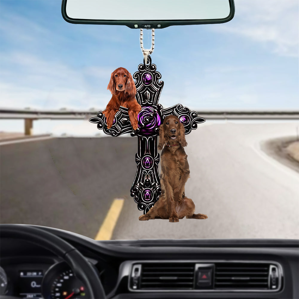 Irish Setter Pray For God Car Hanging Ornament