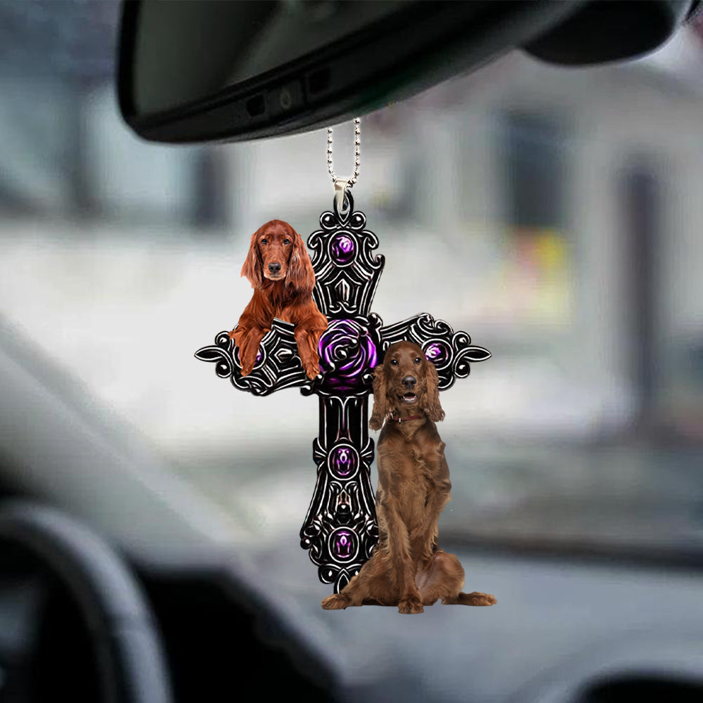 Irish Setter Pray For God Car Hanging Ornament