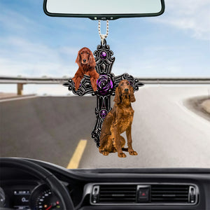 Irish Setter0002 Pray For God Car Hanging Ornament