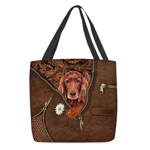 Irish Setter Holding Daisy Tote Bag