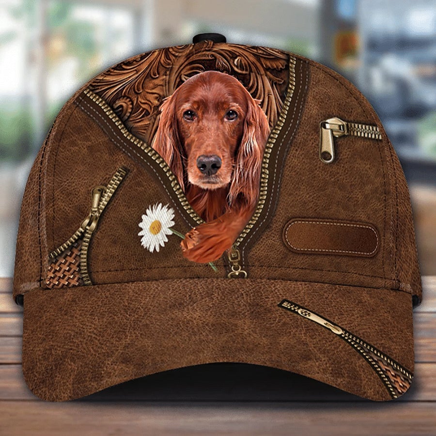Irish Setter Holding Daisy Unisex Cap
