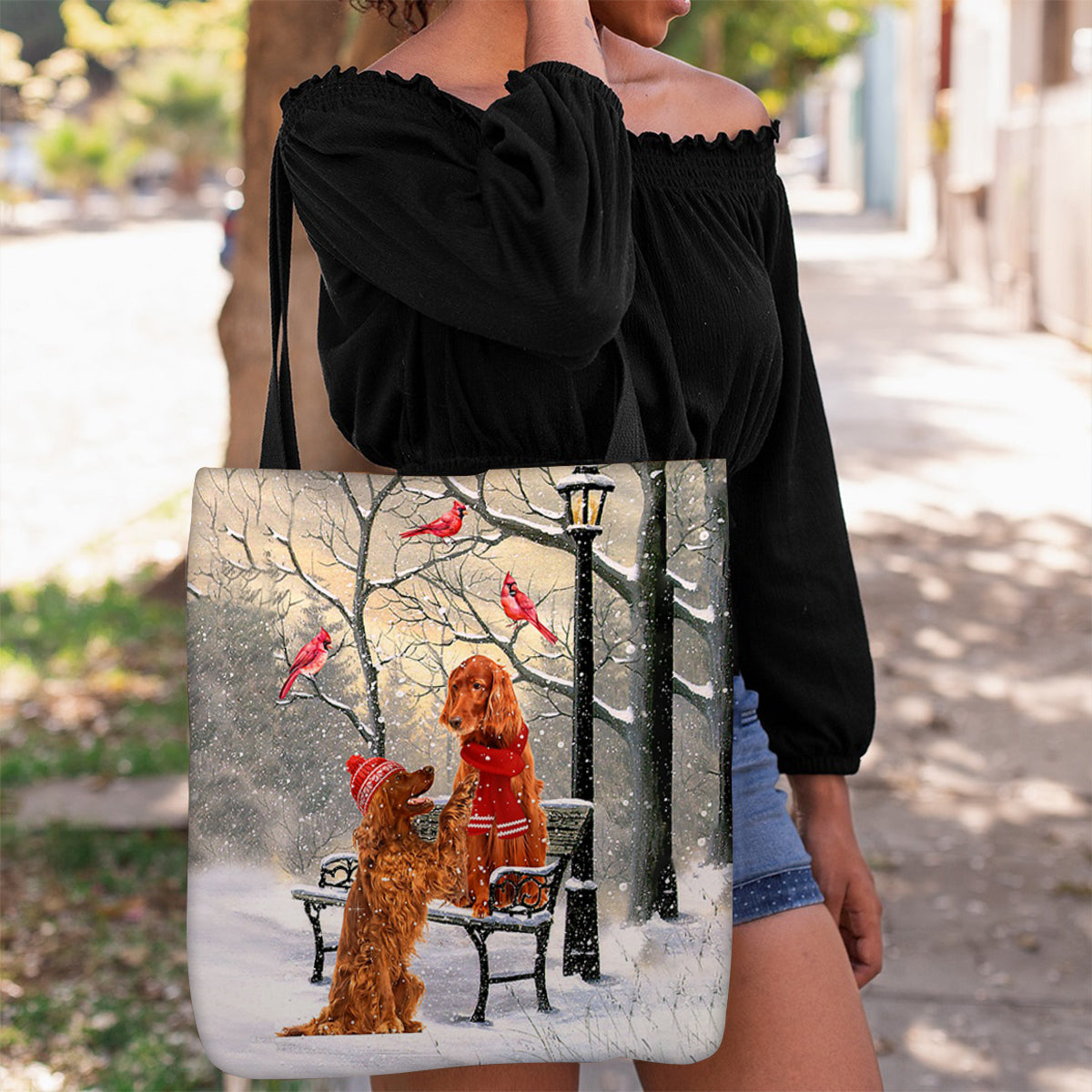 Irish Setter Hello Christmas/Winter/New Year Tote Bag