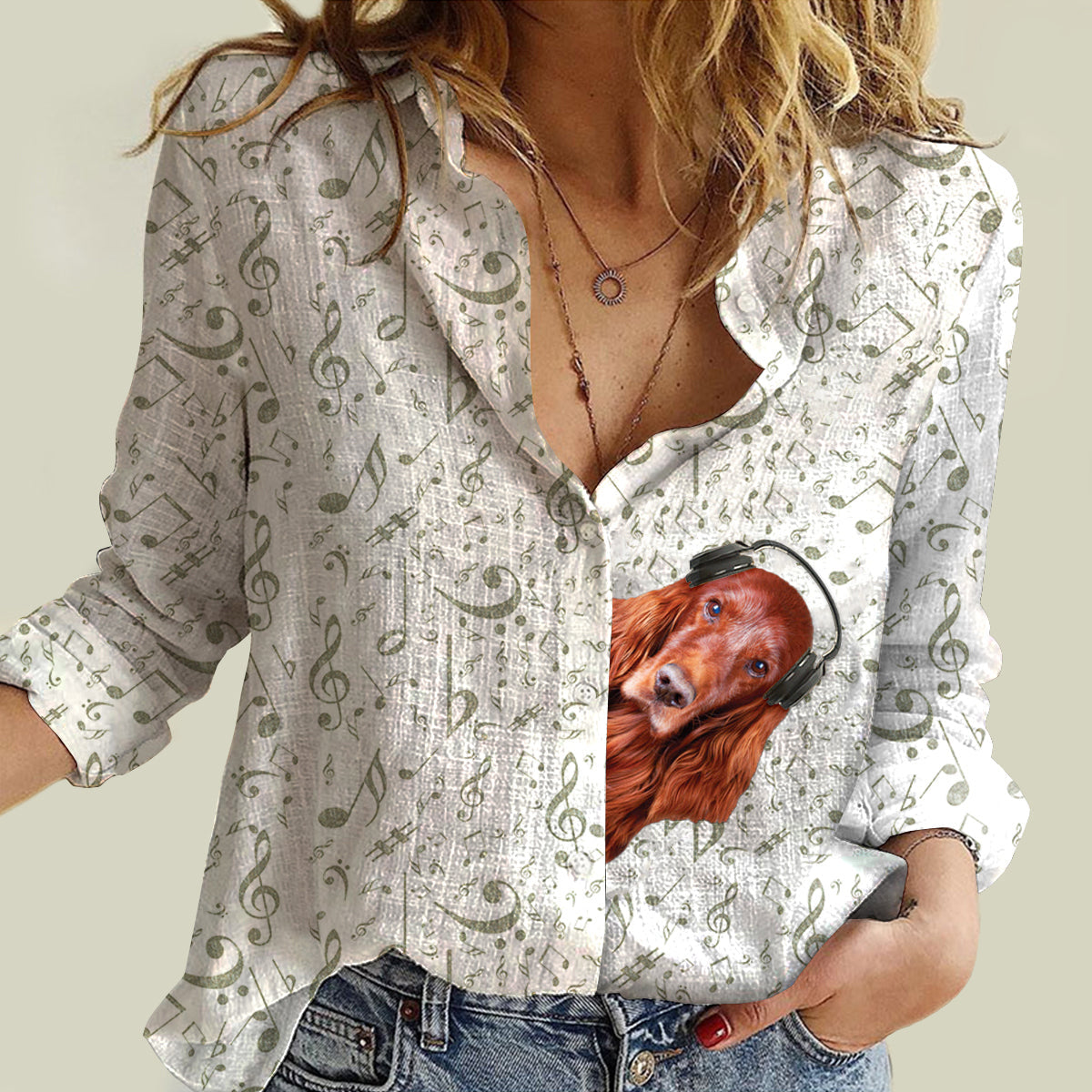 Great Music With Irish Setter - Women's Long-Sleeve Shirt