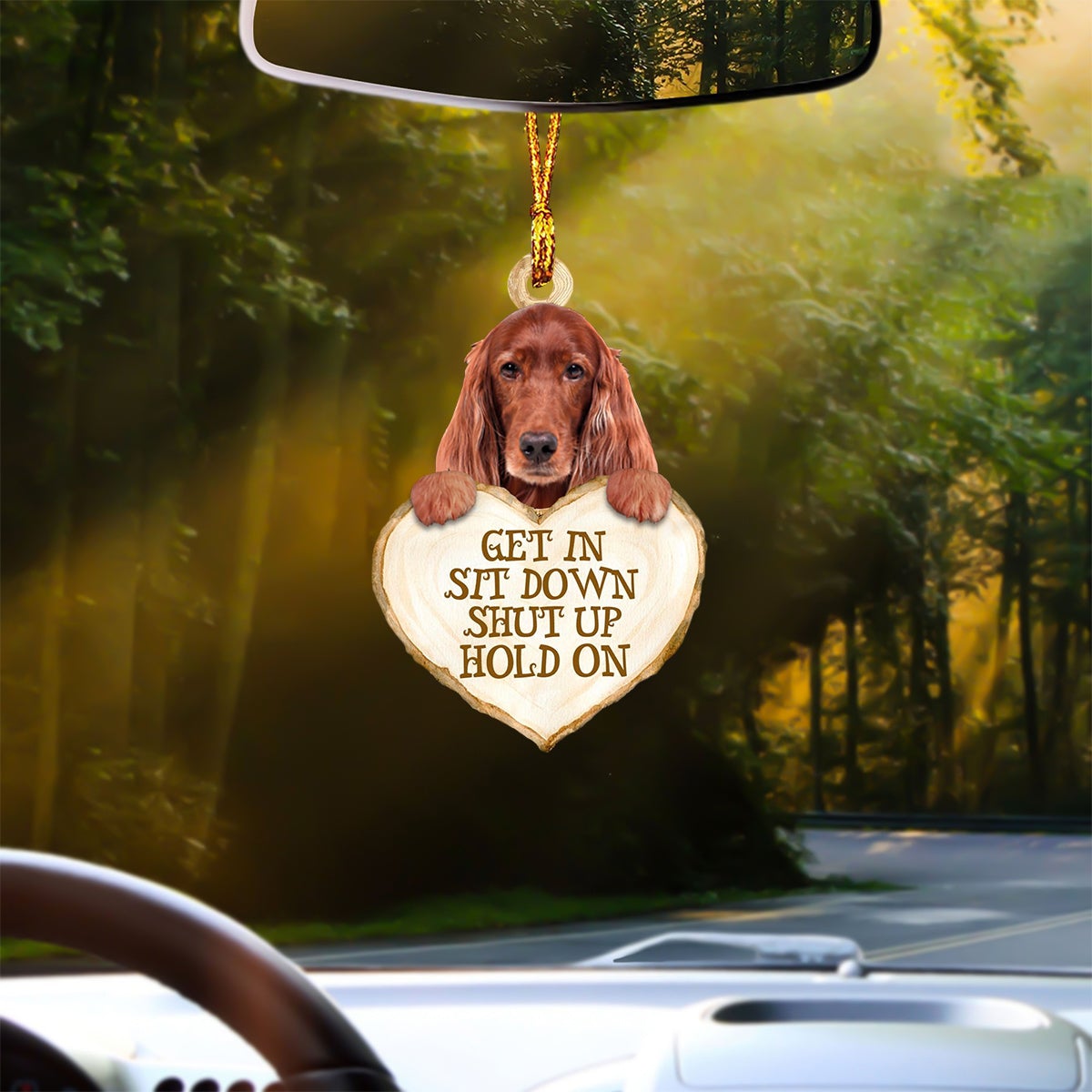 Irish Setter Heart Shape Get In Car Hanging Ornament