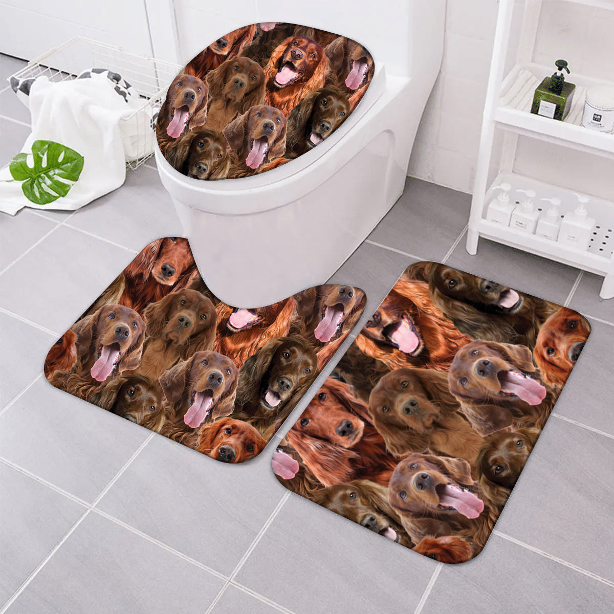 A Bunch Of Irish Setters Bathroom Mat Set