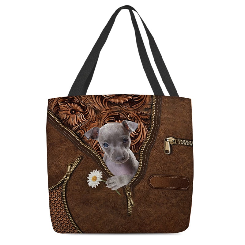 Italian Greyhound Holding Daisy Tote Bag