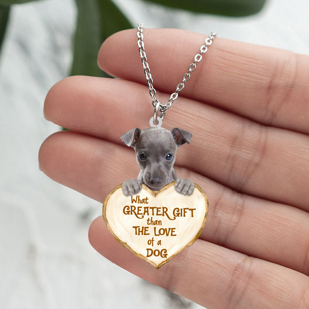 Italian Greyhound -What Greater Gift Than The Love Of Dog Stainless Steel Necklace
