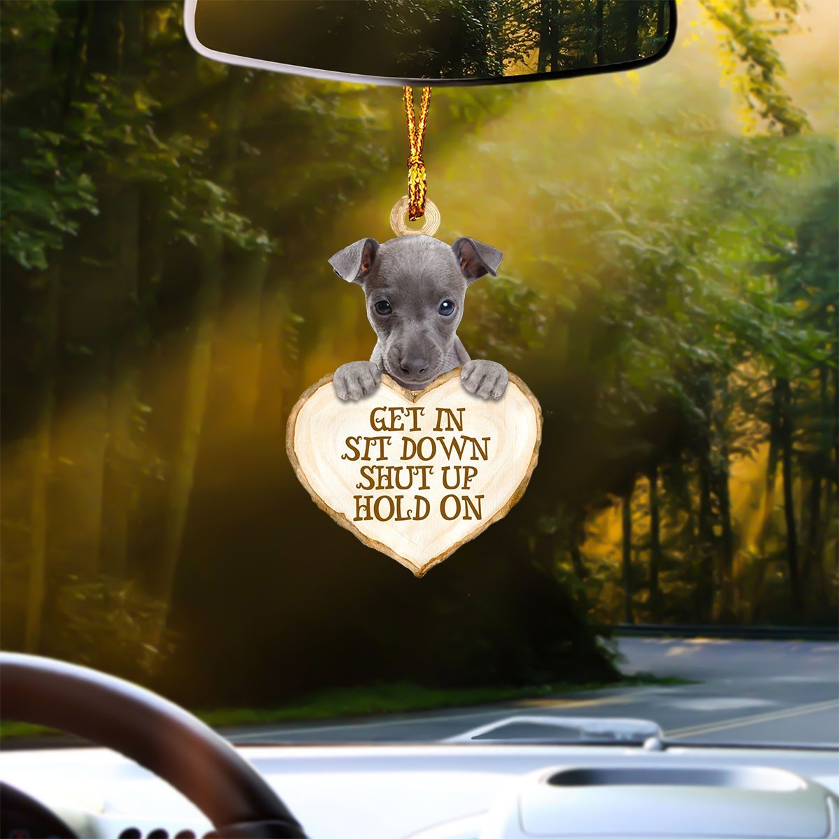 Italian Greyhound Heart Shape Get In Car Hanging Ornament
