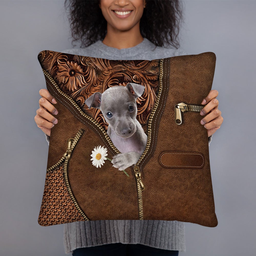 Italian Greyhound Holding Daisy Pillow Case