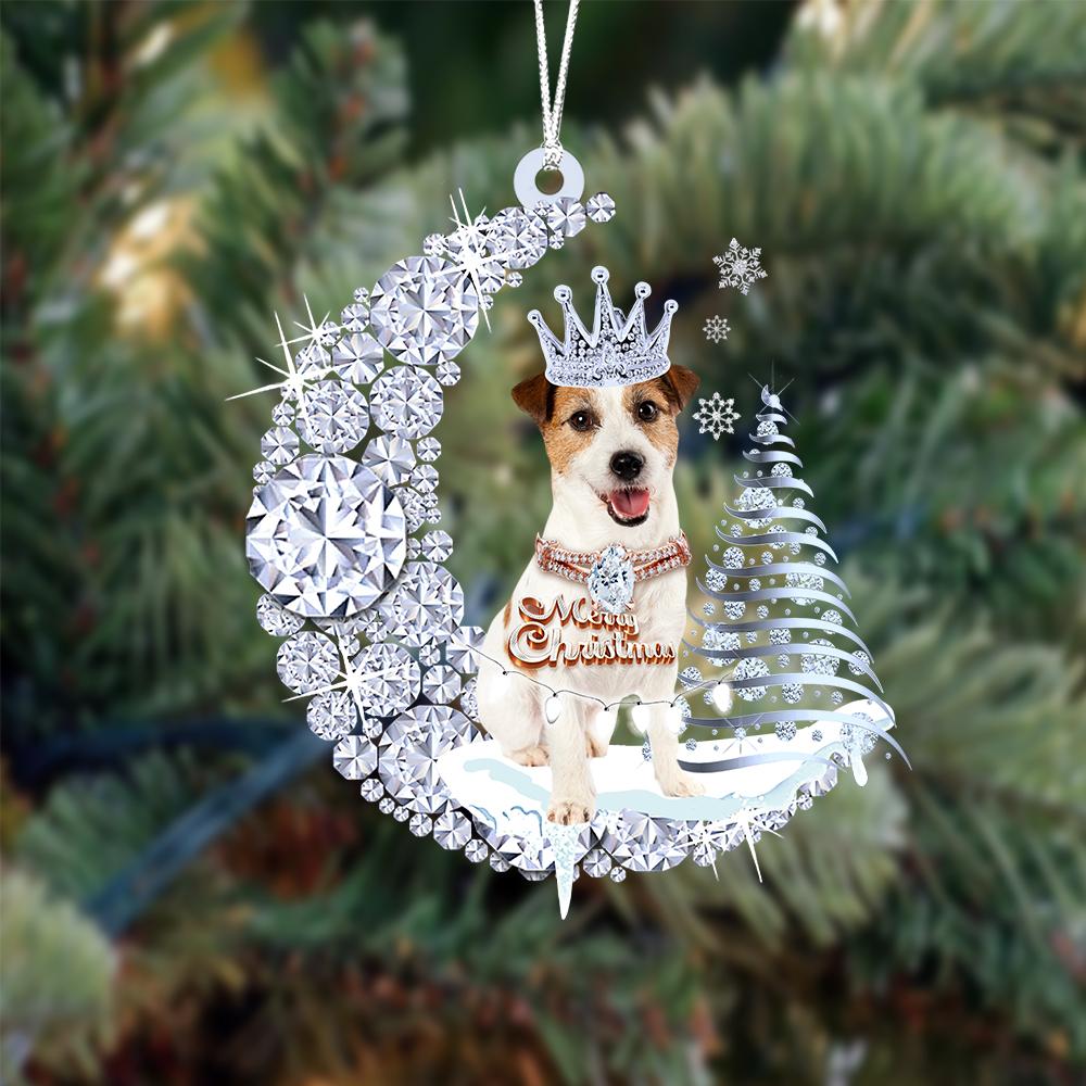 Jack Russell Terrier Diamond Moon Merry Christmas Ornament