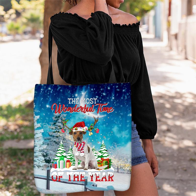 Jack Russell Terrier Christmas Tote Bag