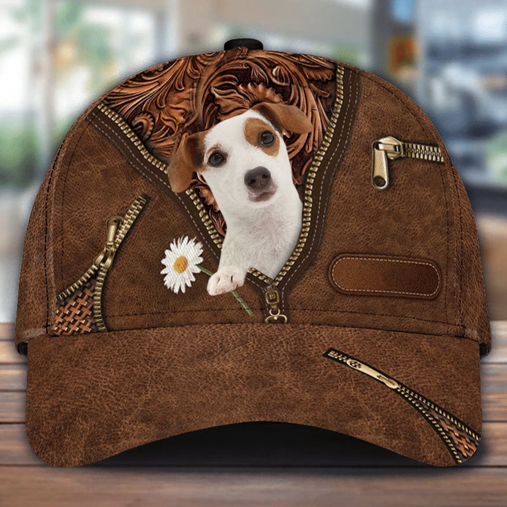 Jack Russell Terrier Holding Daisy Unisex Cap