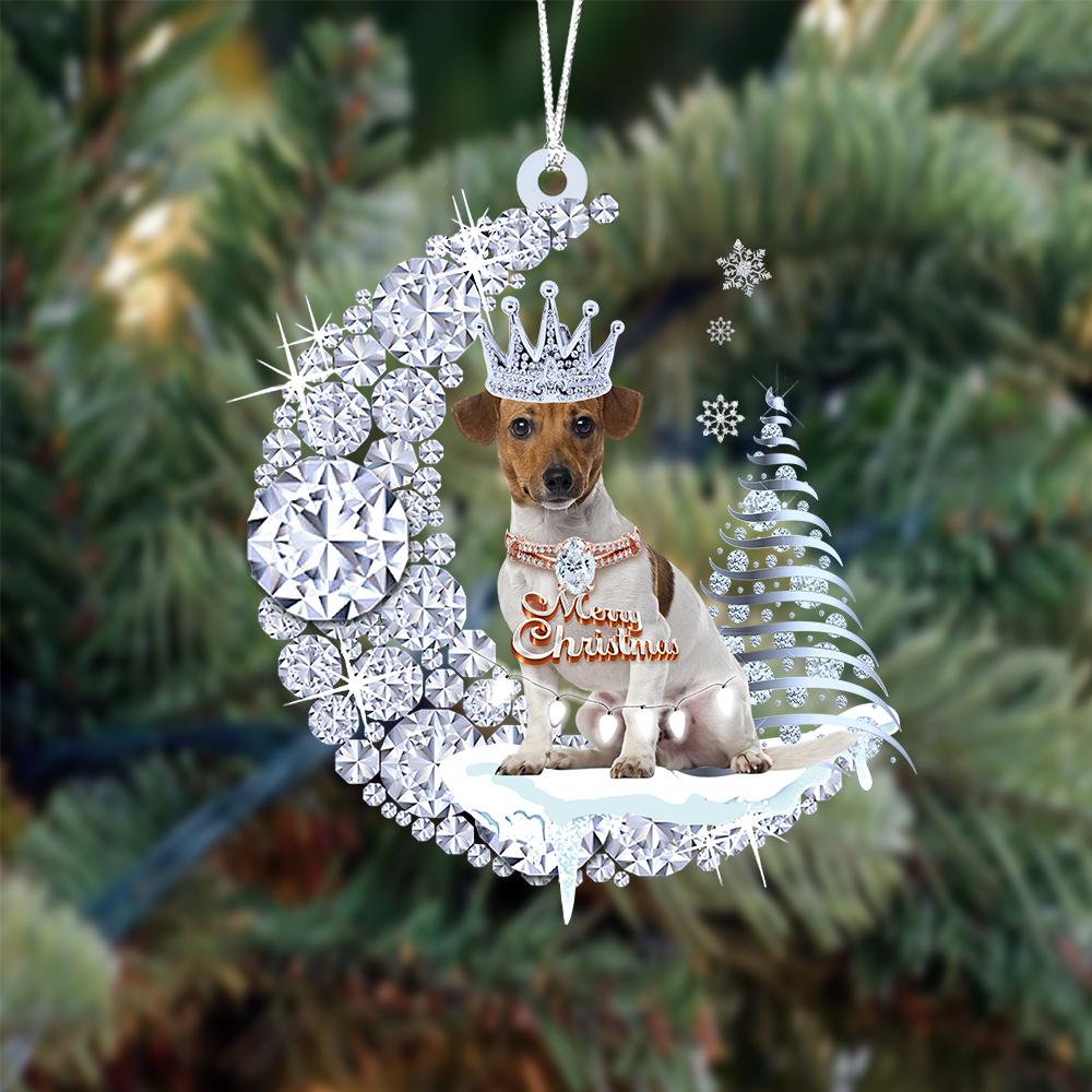 Jack Russell Terrier Diamond Moon Merry Christmas Ornament