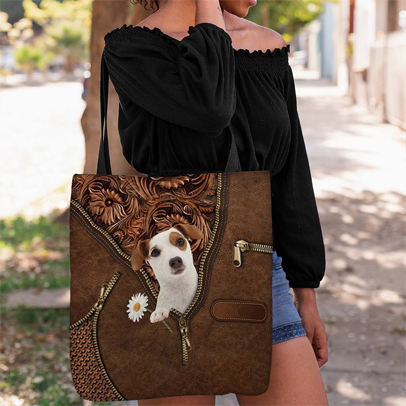 Jack Russell Terrier 2 Holding Daisy Tote Bag