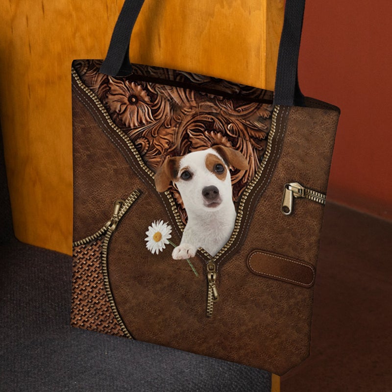 Jack Russell Terrier 2 Holding Daisy Tote Bag